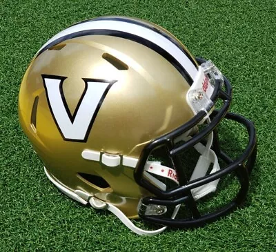 VANDERBILT COMMODORES NEW FOR 2023 GOLD FOOTBALL MINI HELMET Ships In 48 Hours • $51