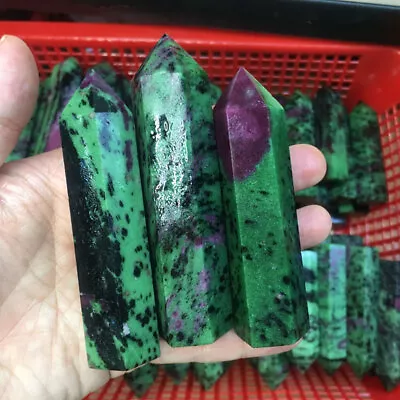 Natural Ruby Zoisite Point Obelisk Tower Quartz Crystal Wand Healing Stone### • $7.99