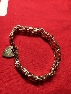 Antique Rolled Gold Padlock & 3 Bar Gate Bracelet With Heart Pad Lock • £58