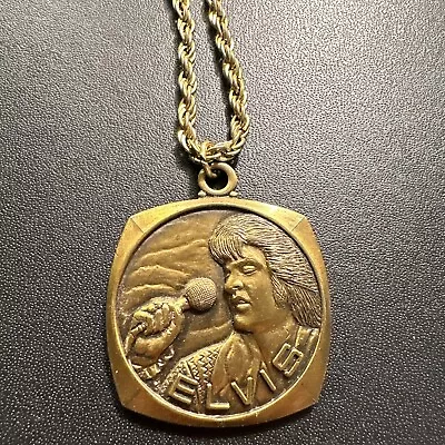 Elvis Presley Bronze Boxcar Pendant Medalion The King Necklace Chain Reversable • $28