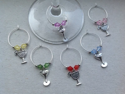 £3.19 • Buy Handmade Set Of 6/8/10/12 Cocktail Gin Wine Glass Charms, Hen, Birthday Party