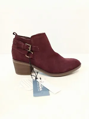 Sonoma Maroon Suede Leather Women's Zip Ankle Booties 2  Heel Boots Size 6 M • $29.99