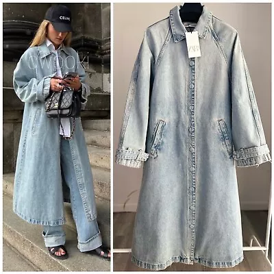 $129 • Buy Zara Light Blue TRF Denim Trench Coat NWT XS-S, M-L