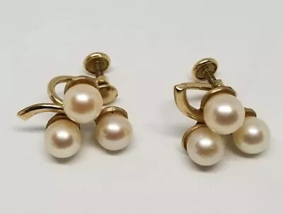 Vintage Clip On Earrings - 20/12K Gold Filled Pearls - Van Dell • $22.50