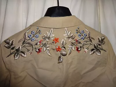 VTG Ralph Lauren Jacket Embroidered Khaki Silver Buttons Womens Sz M • $50