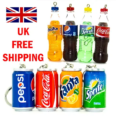 Novelty Mini Fizzy Drink Soda Pop Can Bottle Keyring Coke Pepsi Fanta Sprite UK • £4.49