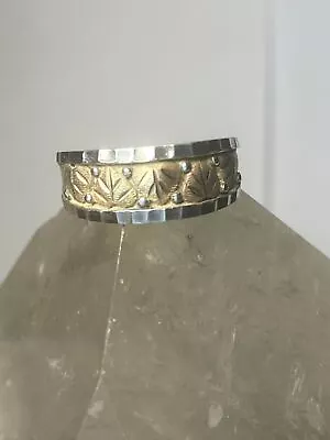 Black Hills Gold Ring Leaves  Band Sterling Silver Women Men Size 6.75 • $128