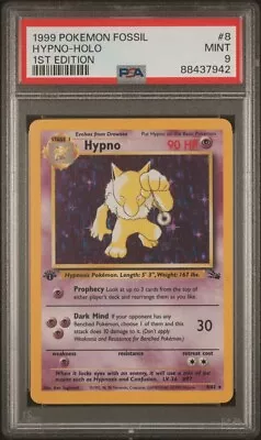 PSA 9 Hypno #8 Holo Fossil 1st Edition 1999 WOTC Pokémon Card Rare! • $0.99