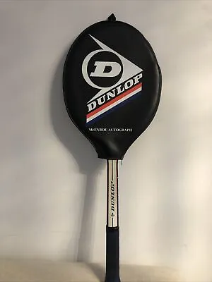 $79 • Buy Vintage DUNLAP John McEnroe Autograph Wooden Tennis Racket 4-1/2  Grip