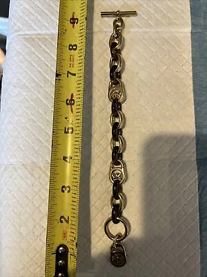 MK Michael Kors Gold Tone Bracelet Logo Large Link Heavy Toggle 8” • $25