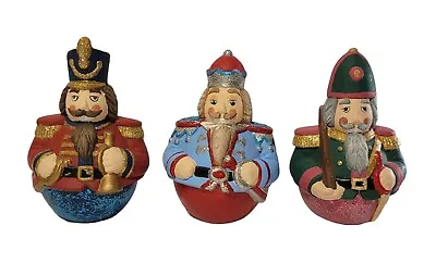 Vintage Set Of 3 Handpainted 4  Ceramic Christmas Toy Soldier Nutcrackers Roly • $34.95