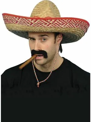 Sombrero Straw Hat Mexican Bandit Fiesta Spanish Men's Fancy Dress Costume Dead • £9.58
