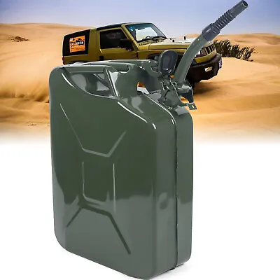 5 Gallon 20L Gasoline Army Green Jerry Can Military Metal Steel Tank Backup USA • $37.91