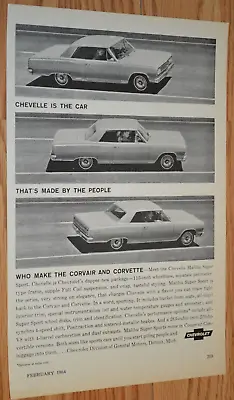 1964 Chevy Chevelle Malibu Ss Original Vintage Advertisement Print Ad 64 • $11.99