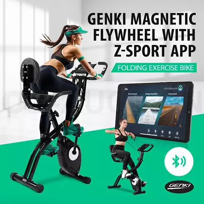 Genki Folding Exercise Bike Magnetic Upright Recumbent Home Gym Fitness • $199.95