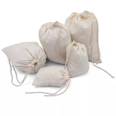 Biglotbags - Premium 100% Cotton Single Drawstring Muslin Storage Reusable Bags • $44.99