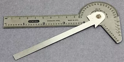 Vtg 1937 GENERAL HARDWARE #16 Stainless Steel Multi-Square Machinist Protractor • $19.95