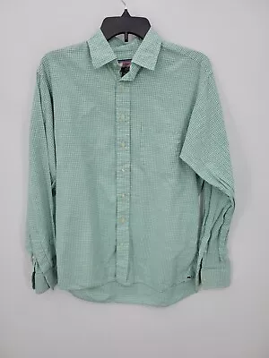 Vineyard Vines Shirt Mens Small Green White Check Greenwich Cotton Button Up • $22.32