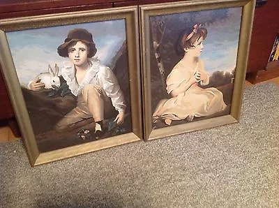 VTG PAINT BY NUMBER FRAMED GAINSBOROUGH'S PINKIE & BLUE BOY  16 X 20 • $39.99