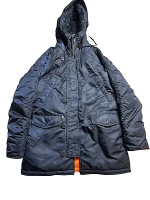 Alpha Industries N-3B Cold Weather Parka Jacket Size S Navy Blue • $64.79