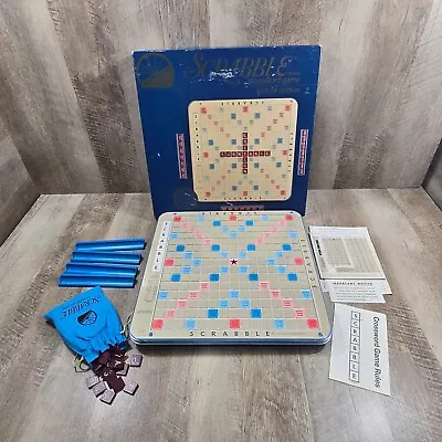 Vintage 1977 Scrabble Deluxe Edition Rotating Turntable Board Blue Tiles Holders • $49.95