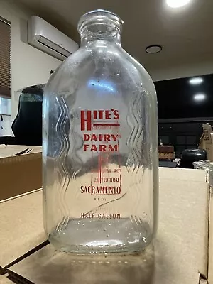 Hite's Dairy Farm Vintage 1/2 Gal Glass Milk Bottle Sacramento California • $9.99