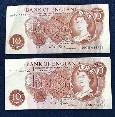 2x 1968 10 Shillings Fforde EF. Last Run (D—N) • £19.99