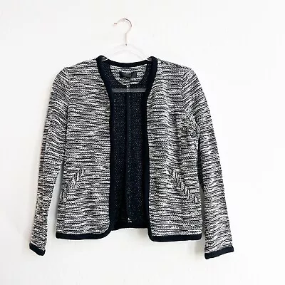 J. Crew Women’s Tweed Boucle Knit Sweater Jacket Black White XS • $49.99