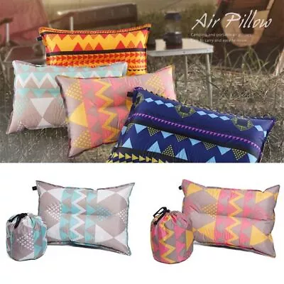 $20.99 • Buy Inflatable Blow Up Air Rectangle Pillow Head Neck Cushion Travel Camping Beach