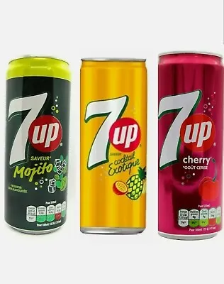 3 × 330ml 7up (1 × Mojito 1 × Exotic & 1 × Cherry Cans) IMPORTED  Soft Drink  • £5.99