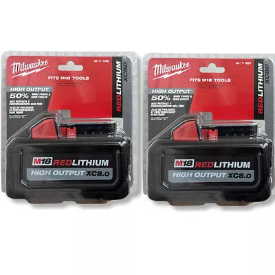 2PCS Milwaukee M18 48-11-1880 8.0 AH Battery 18V XC High Output NEW US • $155