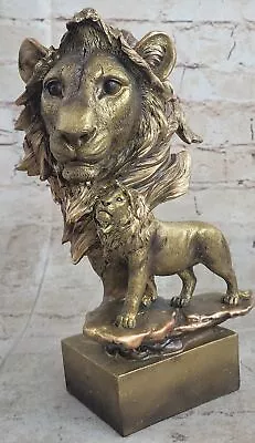 Lion Head Bust - King Of The Jungle Statue Sculpture Bronze Covered Figurine • $24.97