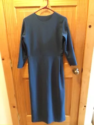 Amish Mennonite Hand Made L/S 3pc Cypress Blue Dress B38 EUC Plain Clothing • $14.99