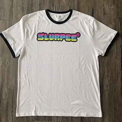 Slurpee 7 Eleven Ringer Tee Bright Neon Logo Retro Style T-Shirt  Men XL NWOT • $18