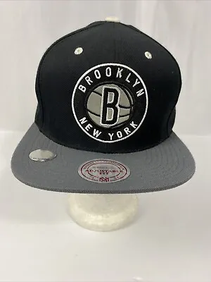 Mitchell & Ness Brooklyn Nets Baseball Cap Hat Snapback Straight Bill Black • $10