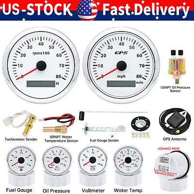 6 Gauge Set 85mm GPS Speedometer 0-80MPH Waterproof For Marine Boat Car Truck US • $158.89