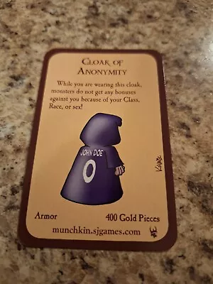 Munchkin Cloak Of Anonymity Promo Card Steve Jackson Games • $10