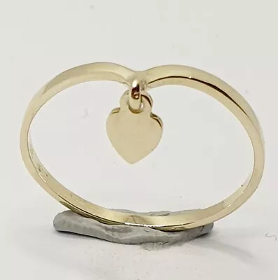 9ct Gold Fancy Thin Wishbone Heart Dangle Yellow Ring - Size H-W Available • £79