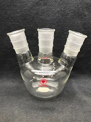 ACE Glass 250mL 3-Neck European Style Tapered Round Bottom Flask 24/40 Jt 6961 • $101.99