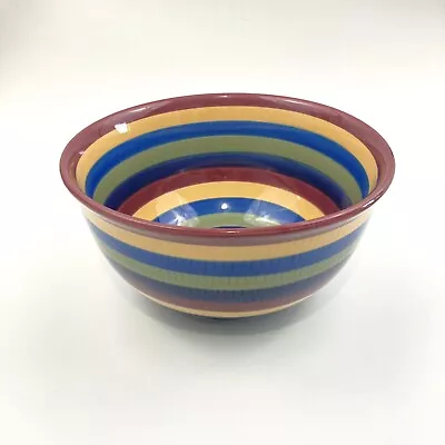 Longaberger Pottery Vitrified Cabana Stripes Large Mixing Bowl 10.75” Colorful • $80