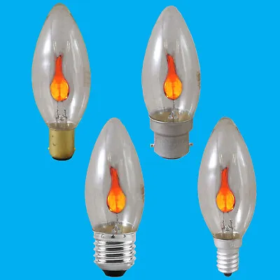 2x 3W Flicker Flame Candle Clear Light Bulb Chandelier Lamp BC ES SBC SES • £5.98