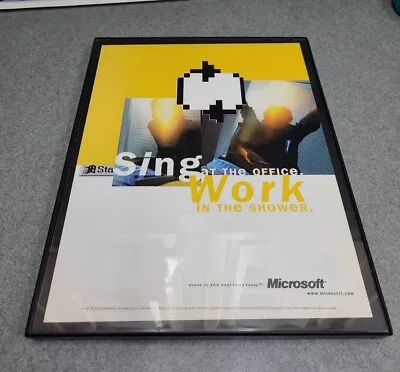 1998 Microsoft Sing In The Office Work In The Print Ad/Poster Framed 8.5x11  • $14.99