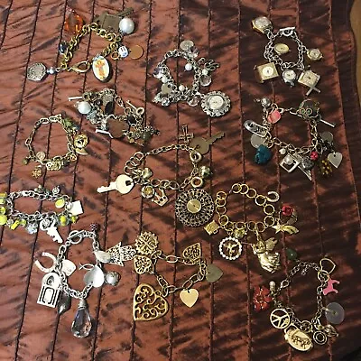 12 Pc Steampunk Watch Key Jade Vtg Charm Bracelets Handcrafted OOAK Boutique Lot • $50