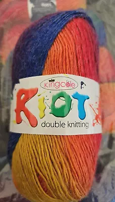 KING COLE RIOT DK YARN 6 X 100g BALLS - RAINBOW  Gorgeous Bright Colours • £20