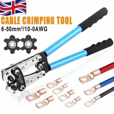 £16.99 • Buy 6mm² - 50mm² Plug Crimp Crimping Tool Battery Cable Lug Hex Terminal Crimper UK