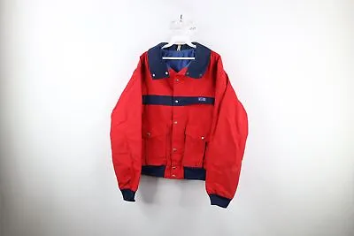 Vintage 90s Streetwear Mens Large Distressed Sailing Full Button Bomber Jacket • $40.45