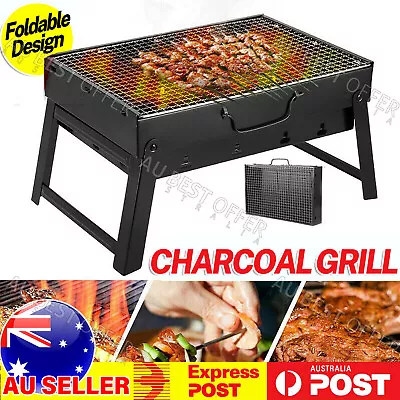 $27.02 • Buy Charcoal BBQ Grill Hibachi Barbecue  Folding Steel Roast Camping Picnic AUS
