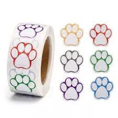 50' Paw Prints Stickers 1 Inch Adhesive Dog Paw Prints Labels • $1.96