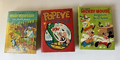 3 Vintage 1960's Big Little Book Popeye Woody Woodpecker Mickey Mouse • $17.99