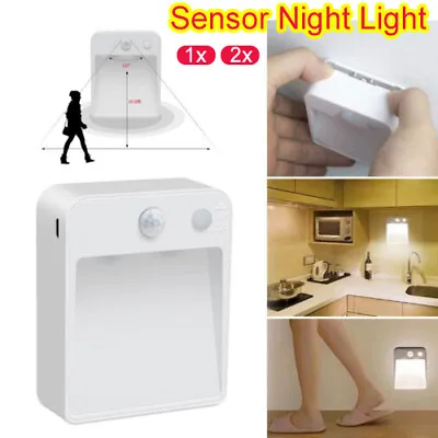 1/2PCS Battery Operated LED Step Stair Wall Night Light Motion PIR Sensor Lamp • £7.69